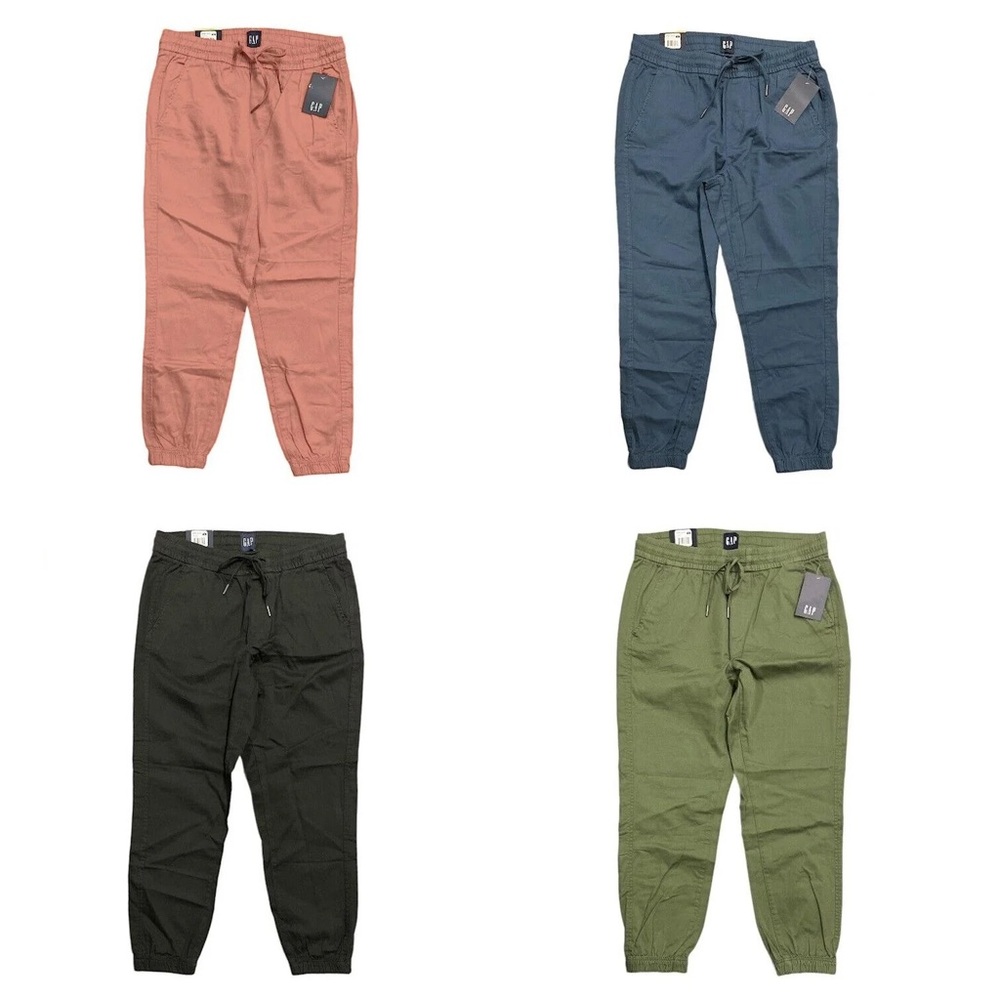 GAP Women's Twill Jogger Pants in Pink, Blue, Black, and Green